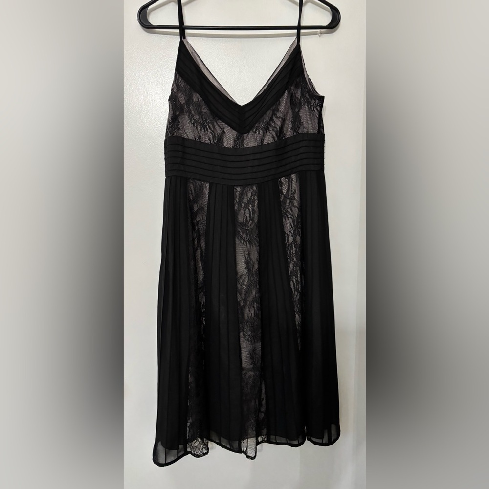 Ann Taylor Loft Women Black Sheer Lace Babydoll Dress Size4P Party Whimsy Goth